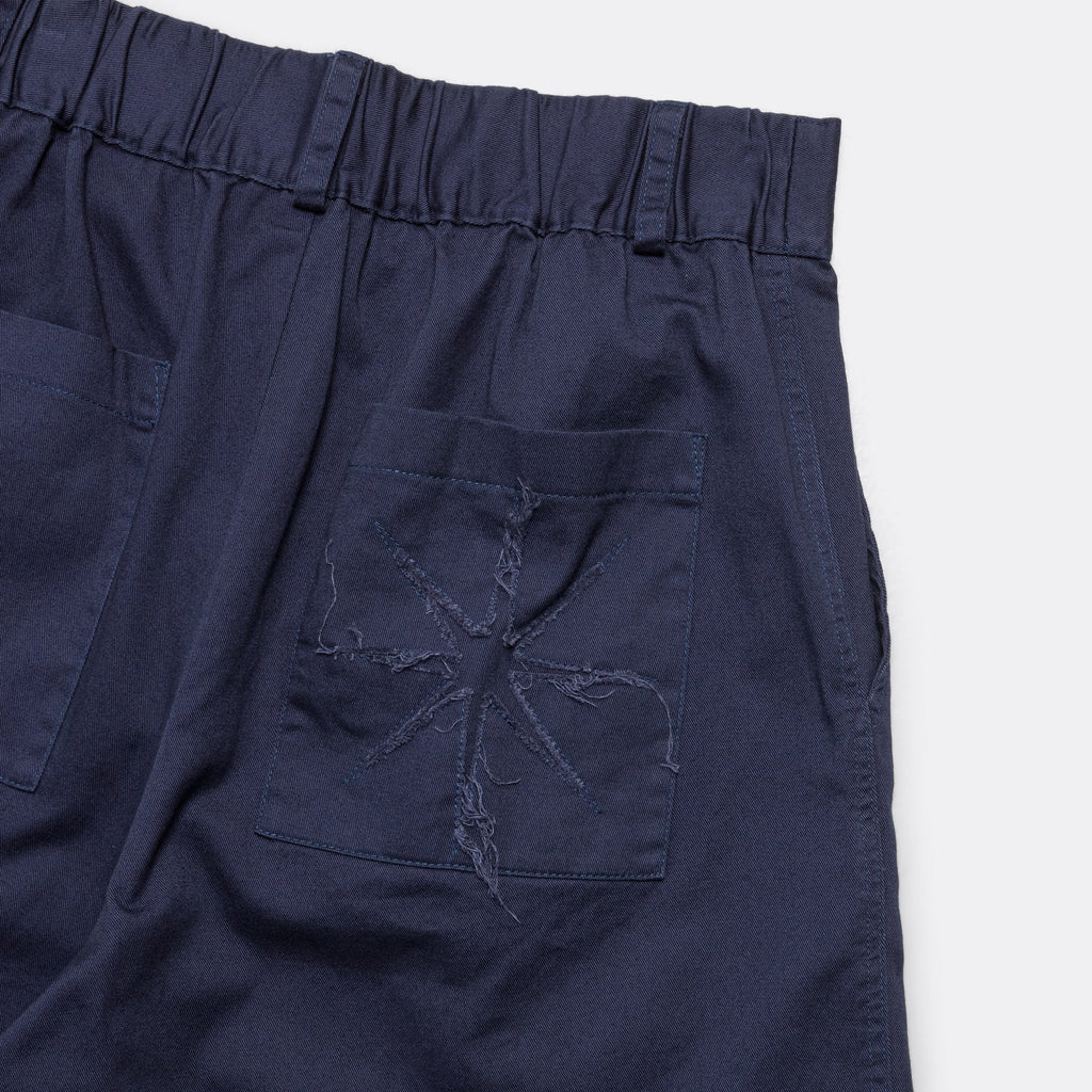 Pleated Wide Shorts - Navy