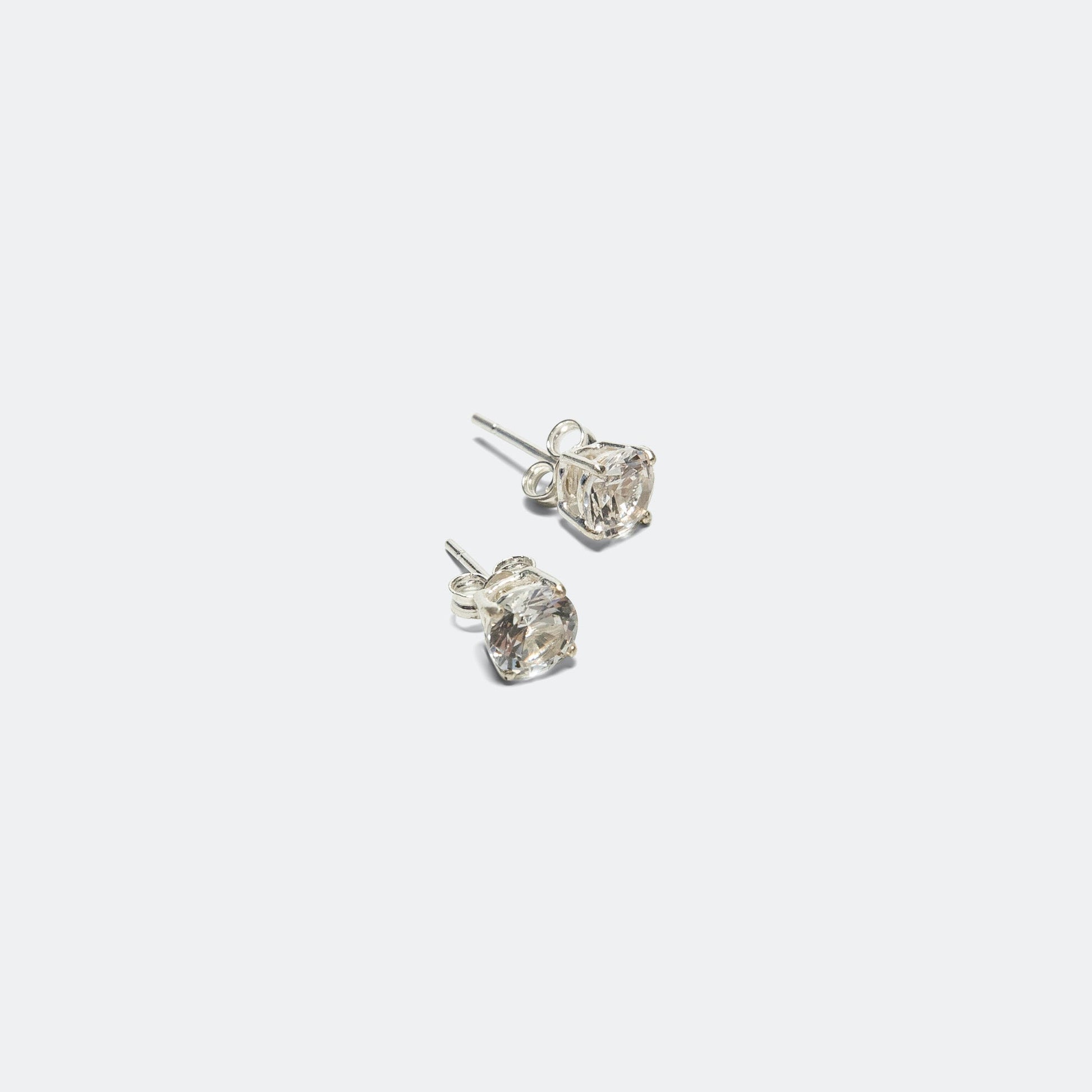 White Sapphire Studs - 925 Silver