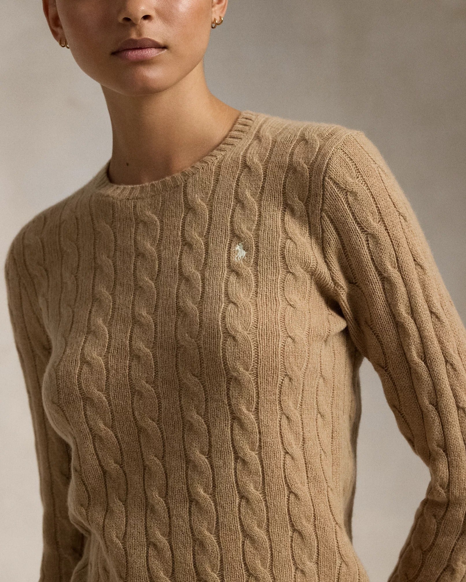 Cable-Knit Wool-Cashmere Sweater - Beige