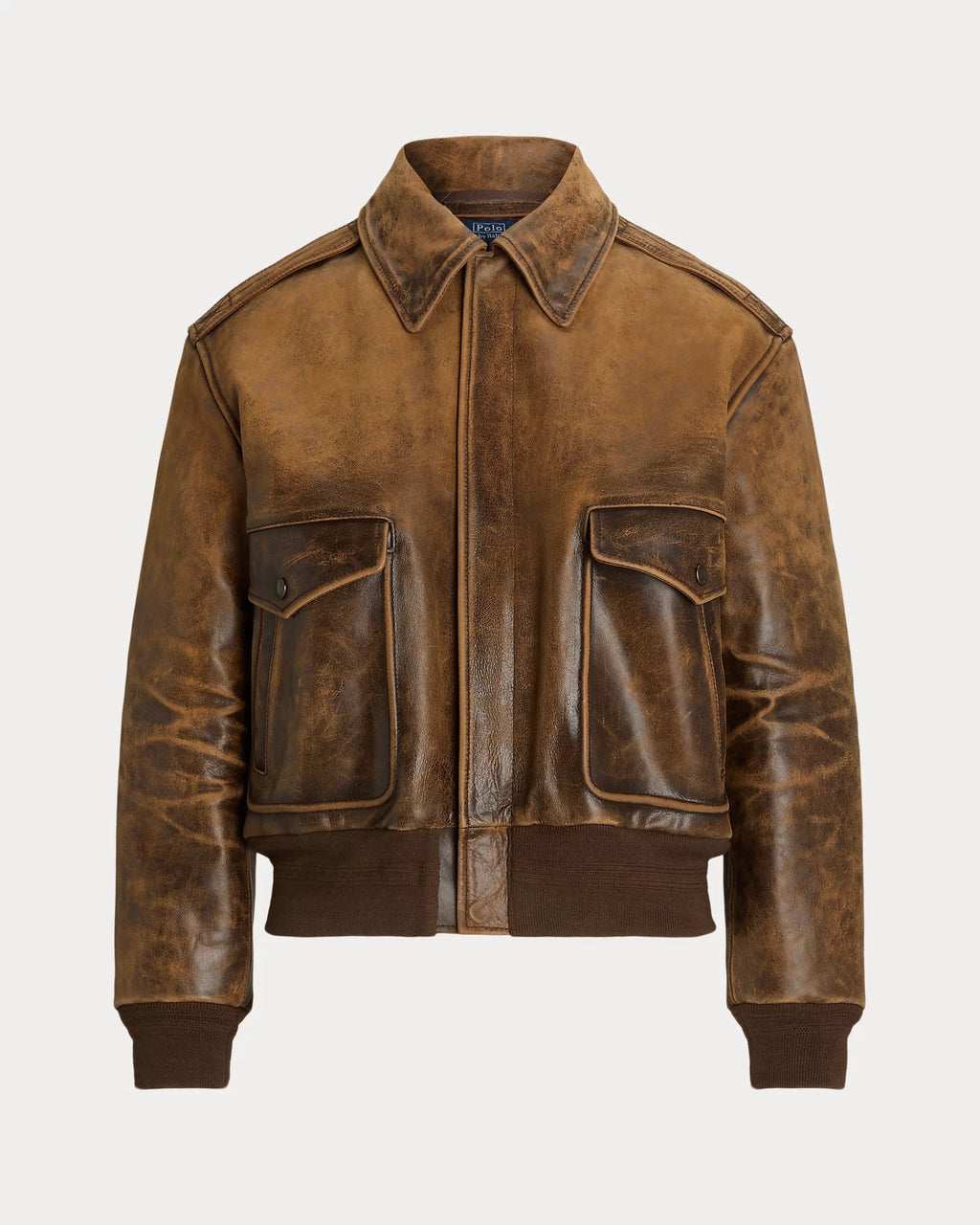 Burnished Leather Bomber Jacket