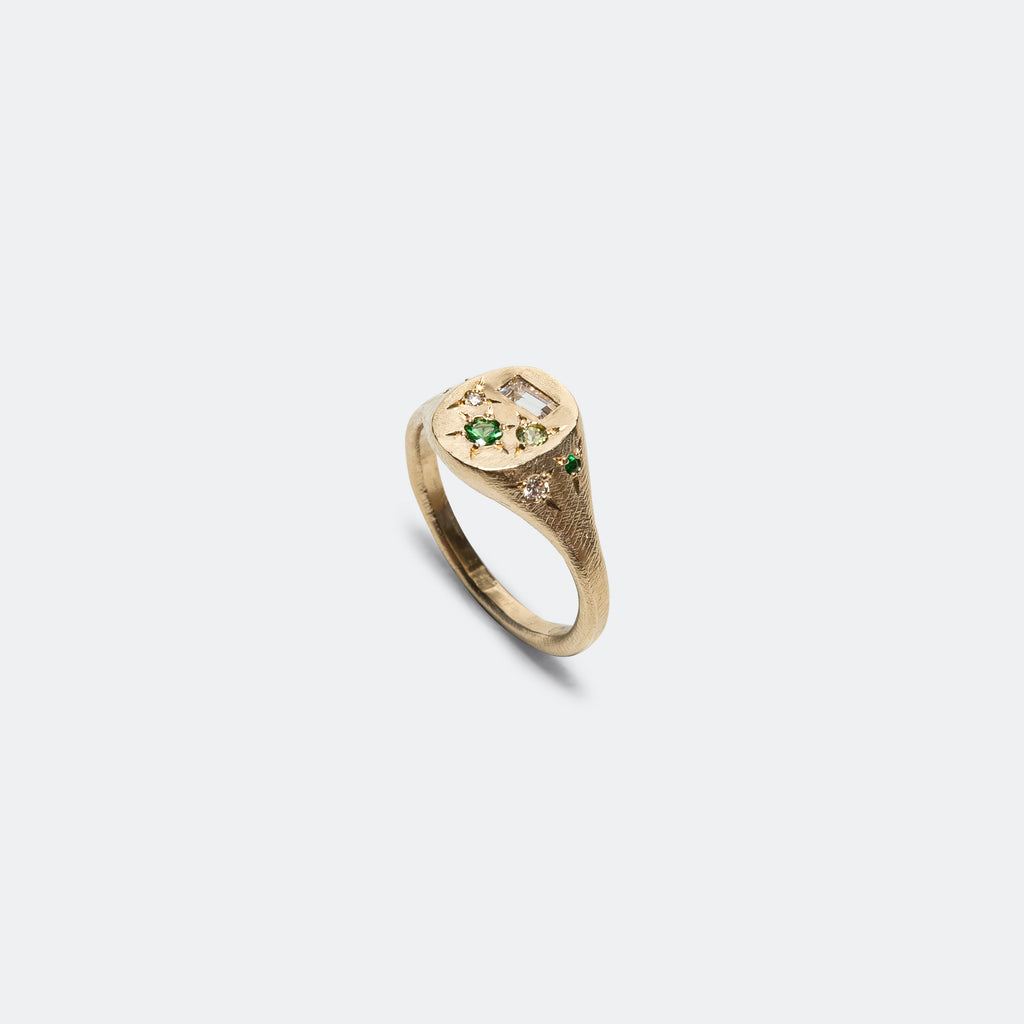 Spazio Ring - 9ct Yellow Gold/Green