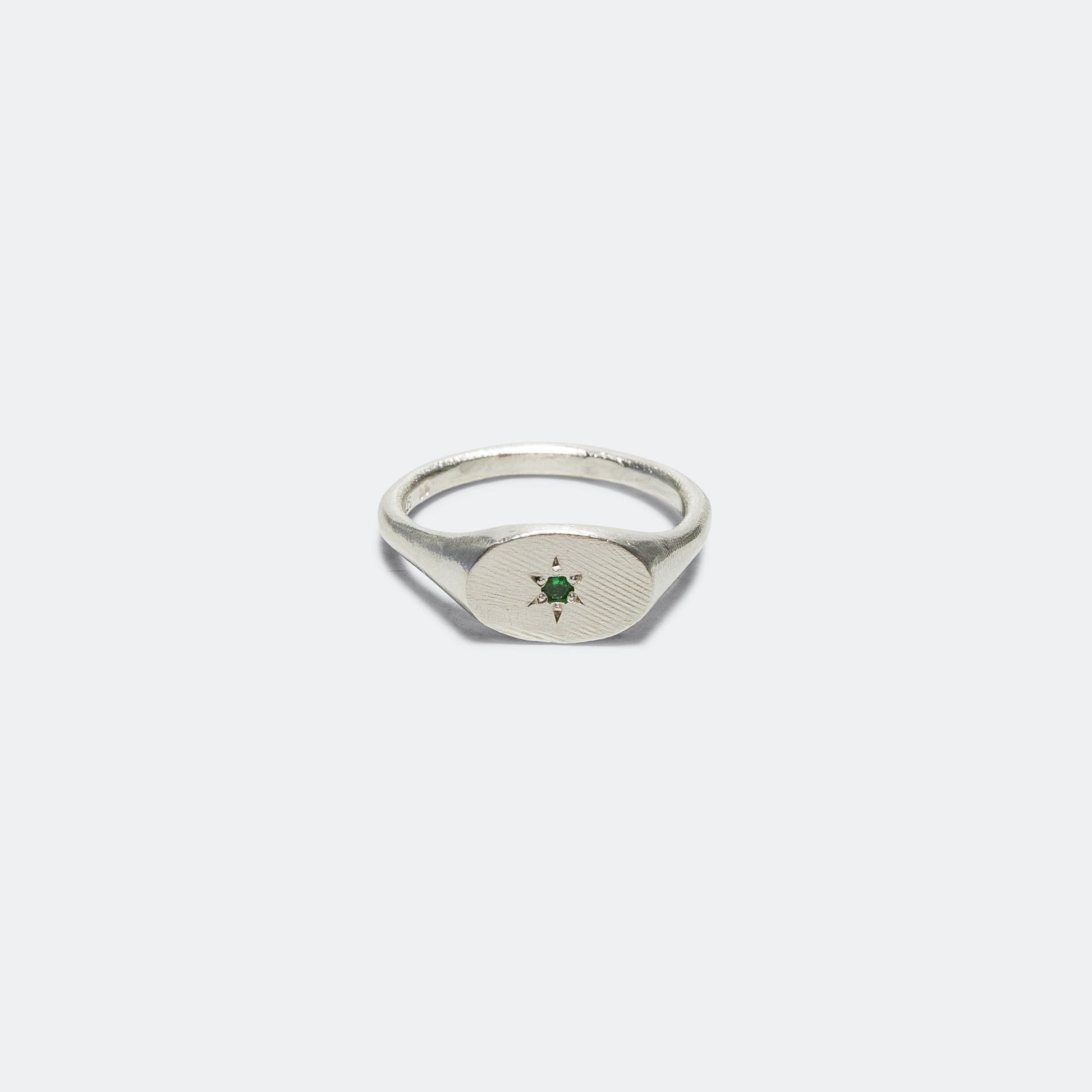 Simple Oval Ring - 925 Silver/Green