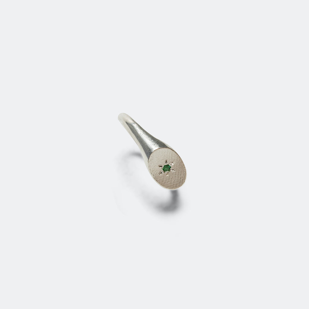 Simple Oval Ring - 925 Silver/Green