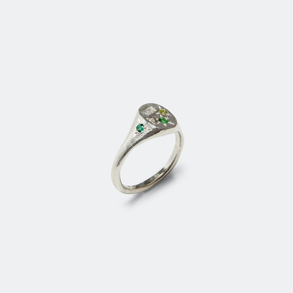 Spazio Ring - 925 Silver/Green
