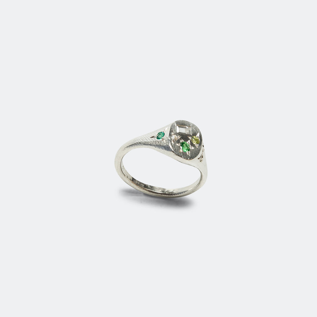 Spazio Ring - 925 Silver/Green