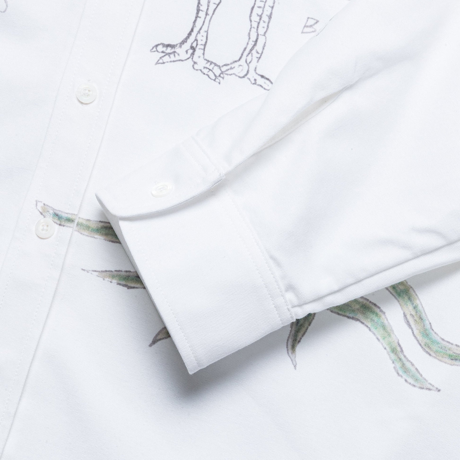 Oxford L/S Button Down - White/Printed Drawings