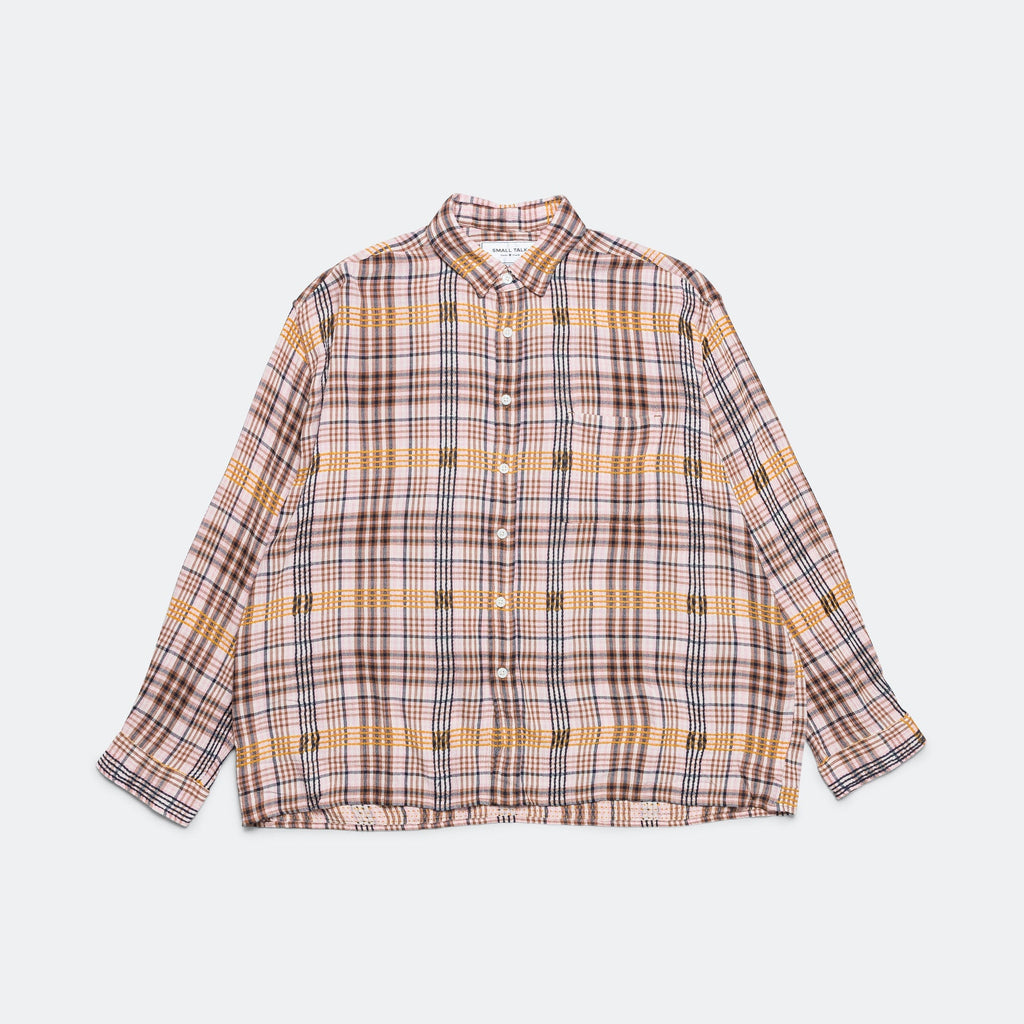 Pink Plaid Dobby L/S Button Down - Pink/Yellow