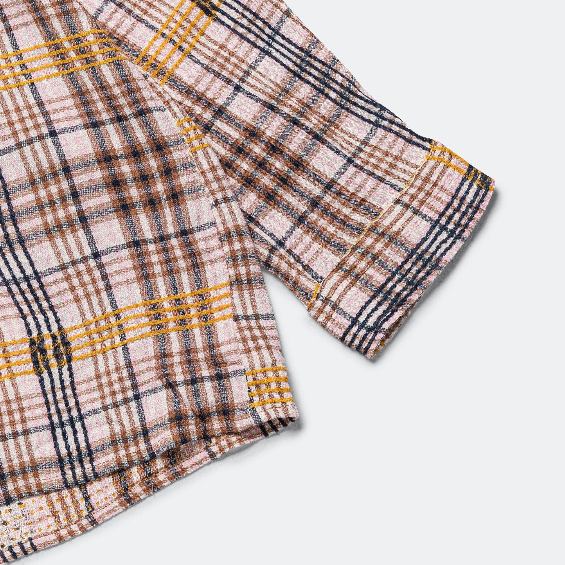 Pink Plaid Dobby L/S Button Down - Pink/Yellow