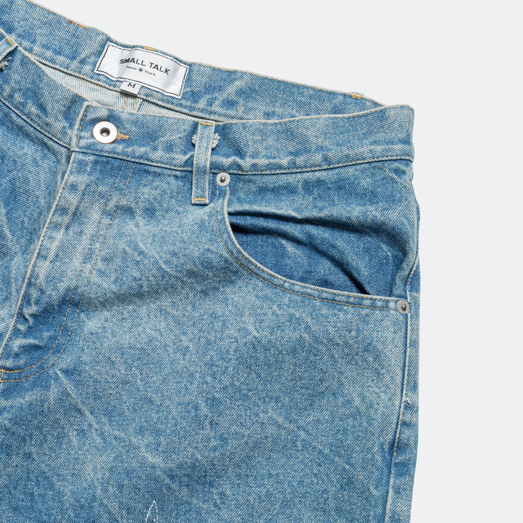 Star Cutout Jean Short - Blue Indigo