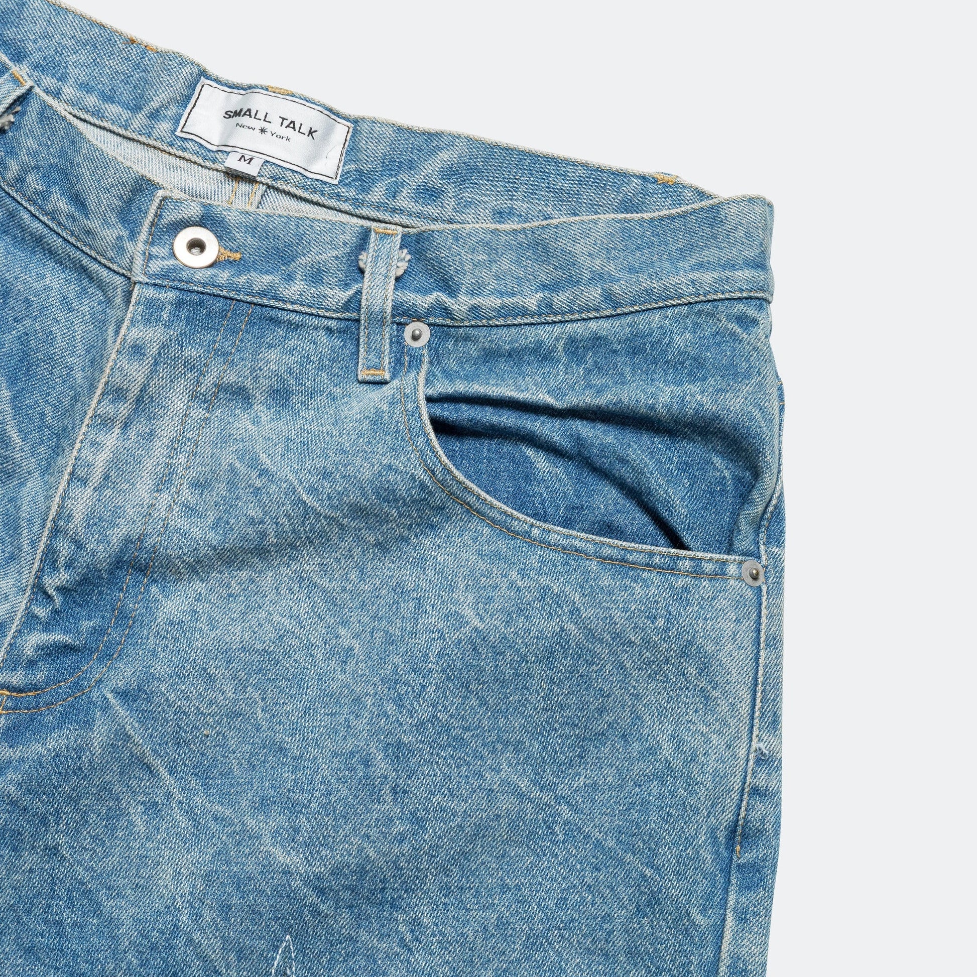 Star Cutout Jean Short - Blue Indigo