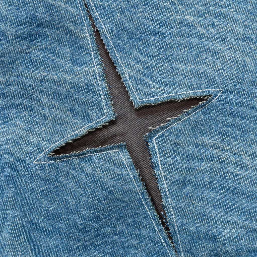 Star Cutout Jean Short - Blue Indigo