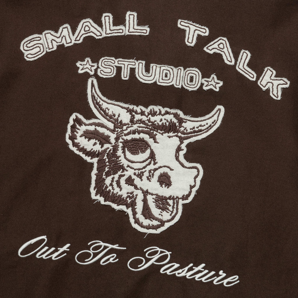 Zip Front Jacket 'Out To Pasture' Appliqué - Dark Brown