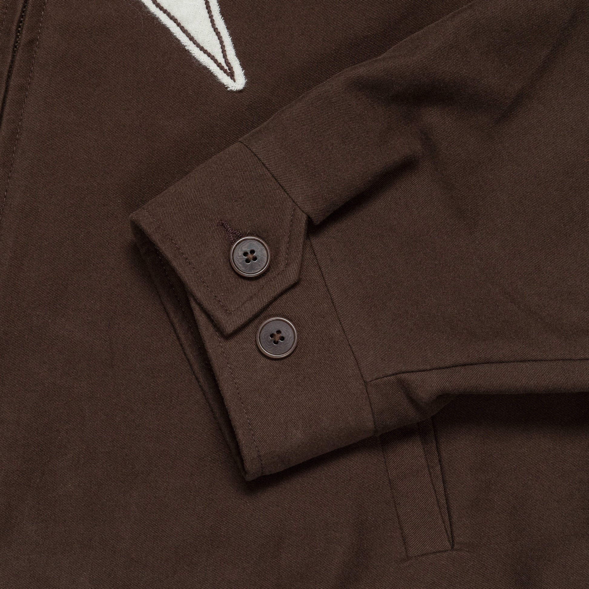 Zip Front Jacket 'Out To Pasture' Appliqué - Dark Brown