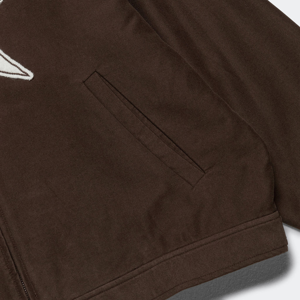 Zip Front Jacket 'Out To Pasture' Appliqué - Dark Brown