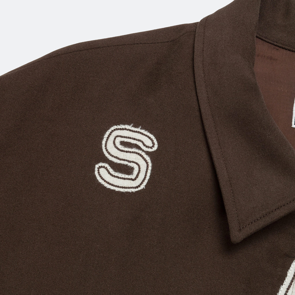 Zip Front Jacket 'Out To Pasture' Appliqué - Dark Brown