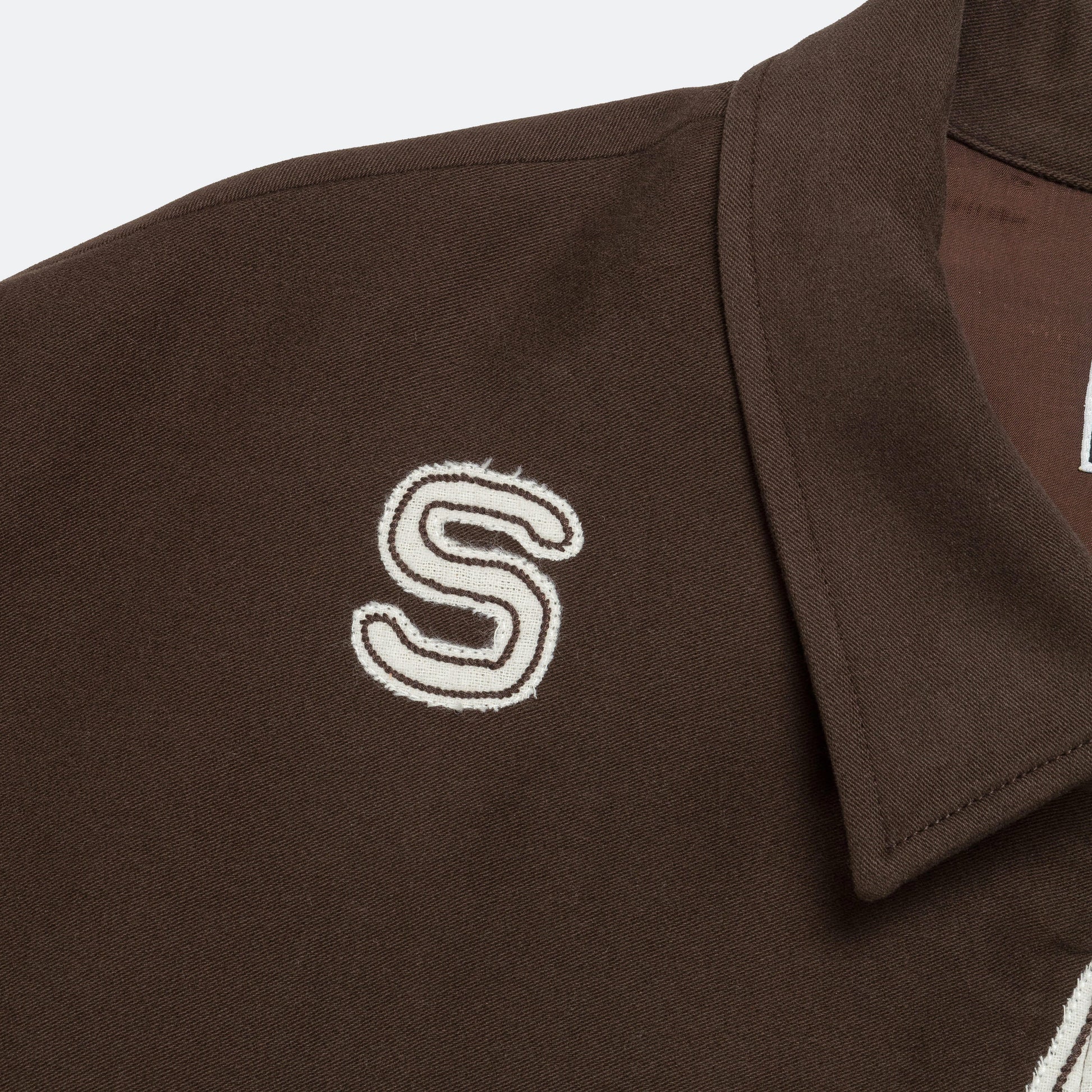 Zip Front Jacket 'Out To Pasture' Appliqué - Dark Brown