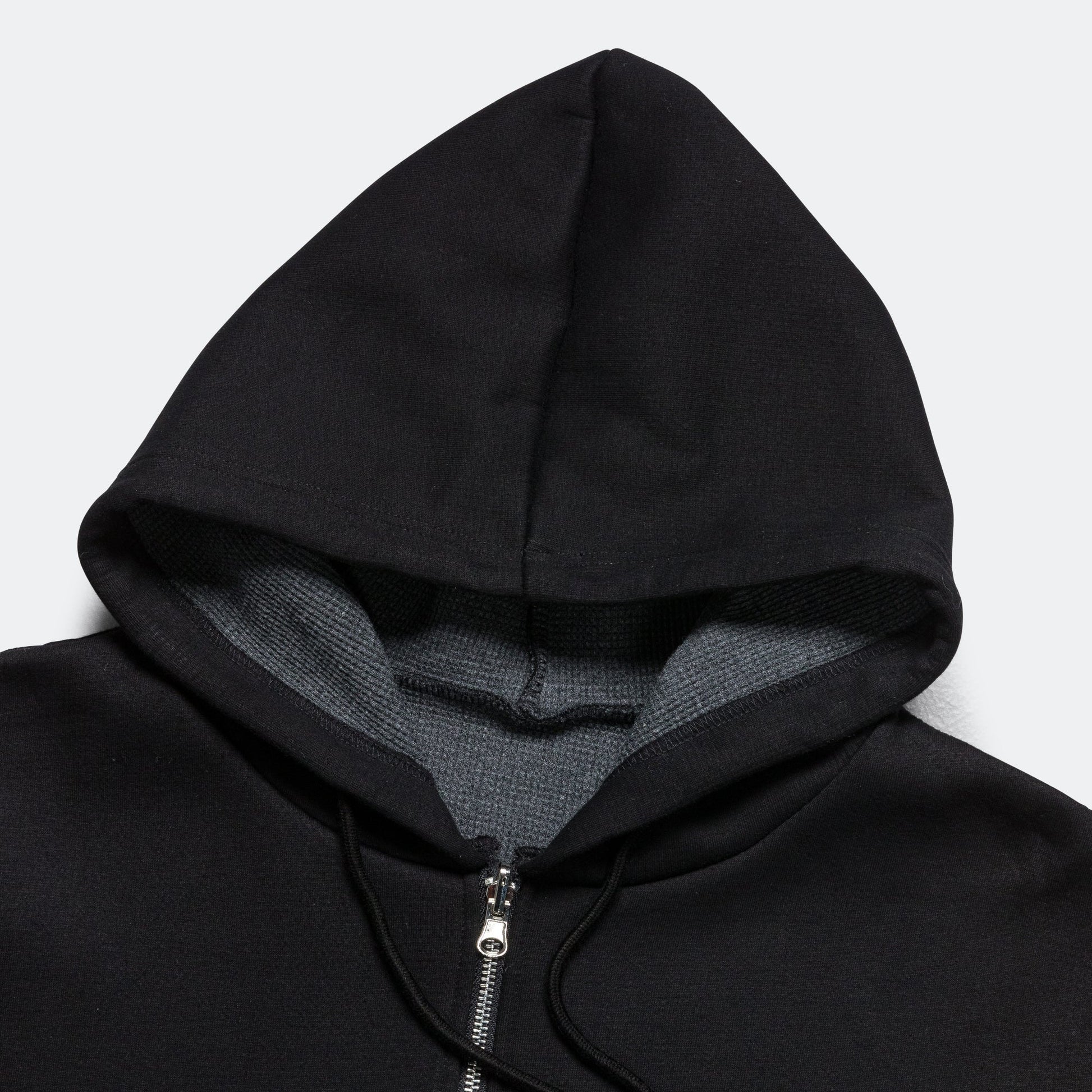 Reversible Zip-Up Hood - Black/Charcoal Waffle