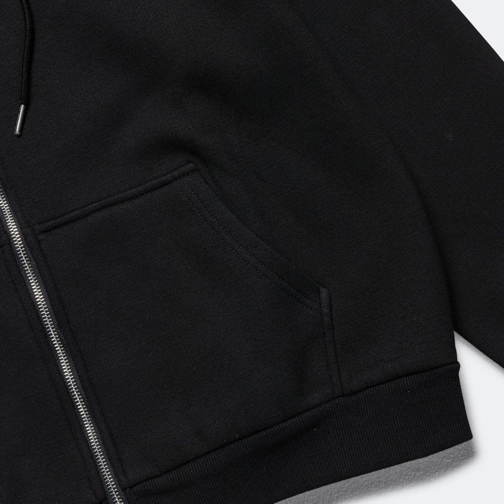 Reversible Zip-Up Hood - Black/Charcoal Waffle