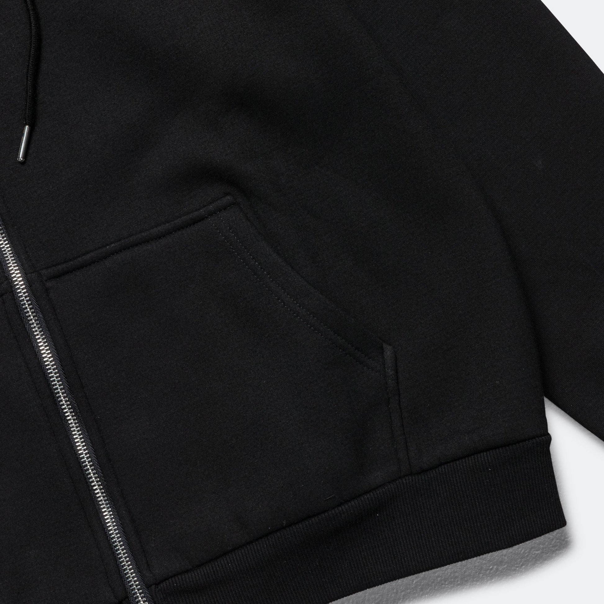 Reversible Zip-Up Hood - Black/Charcoal Waffle