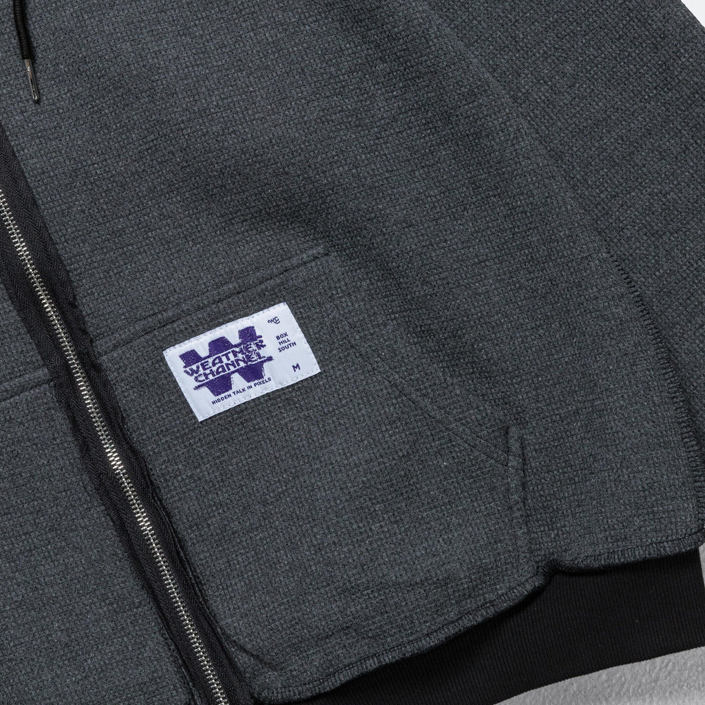 Reversible Zip-Up Hood - Black/Charcoal Waffle