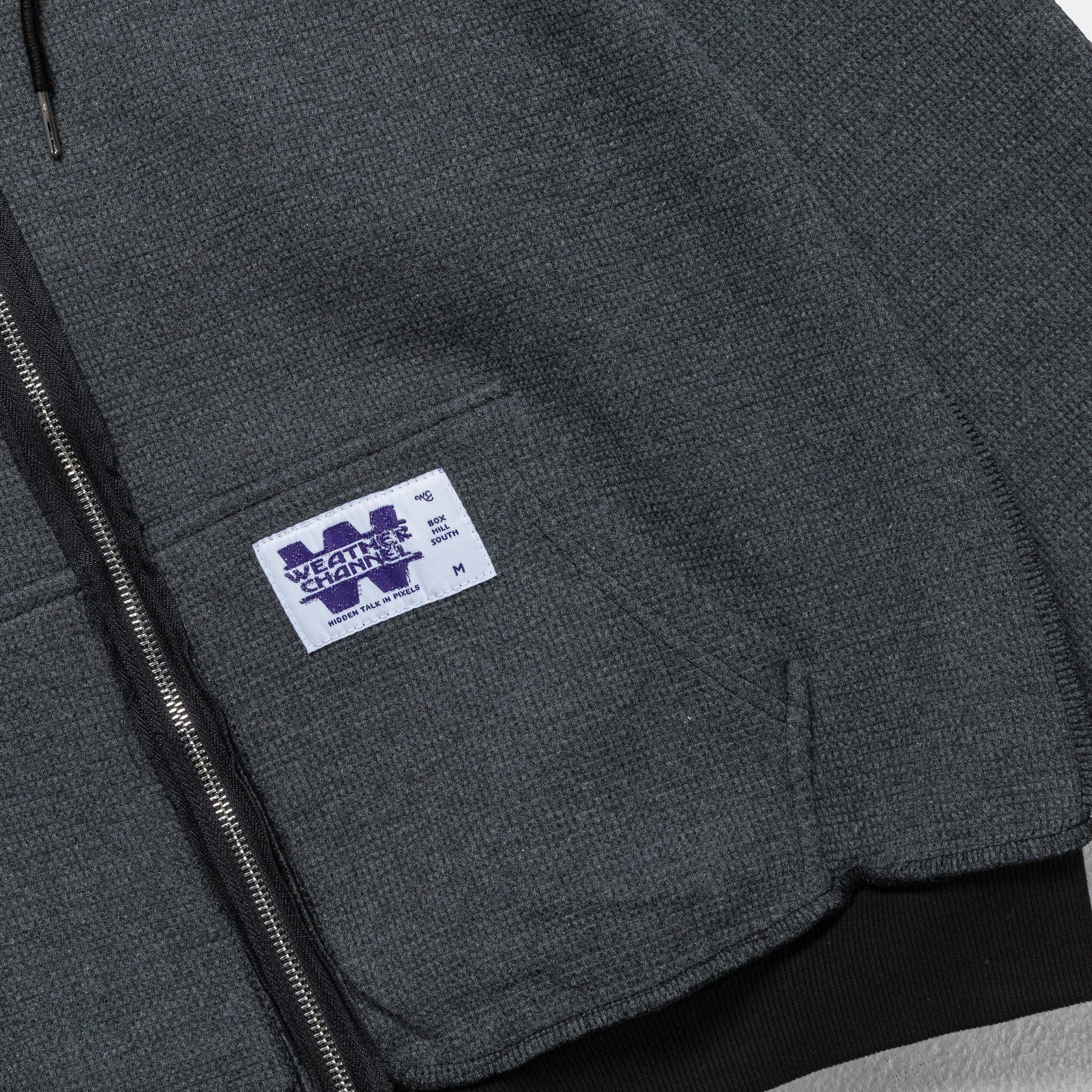 Reversible Zip-Up Hood - Black/Charcoal Waffle