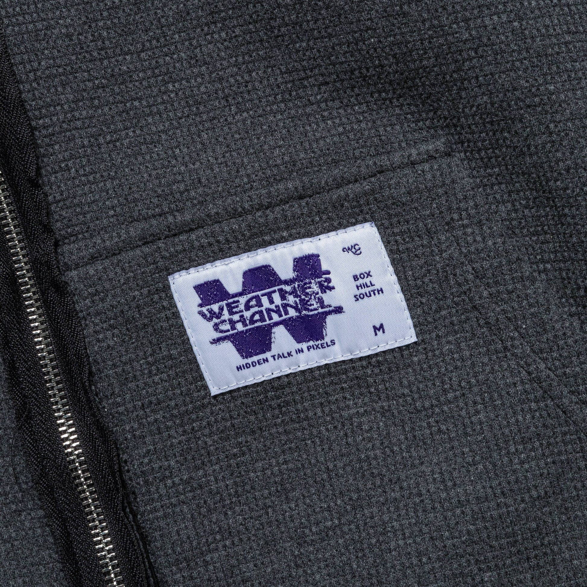 Reversible Zip-Up Hood - Black/Charcoal Waffle