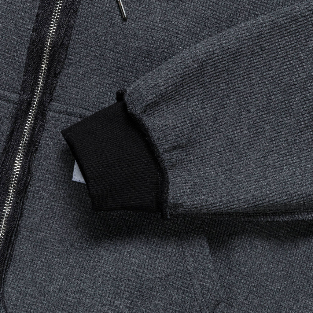 Reversible Zip-Up Hood - Black/Charcoal Waffle