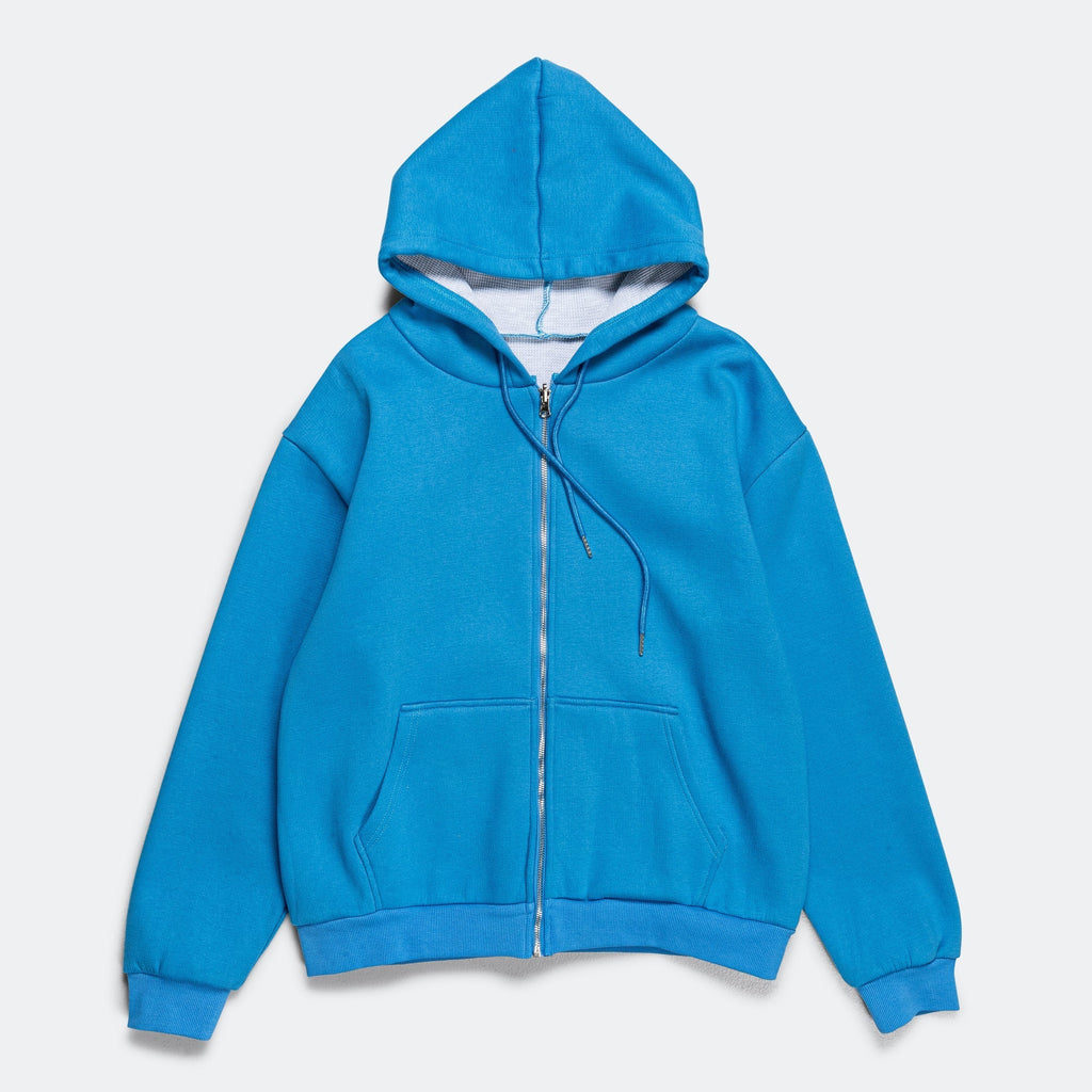 Reversible Zip-Up Hood - Cerulean Blue/Marble Waffle
