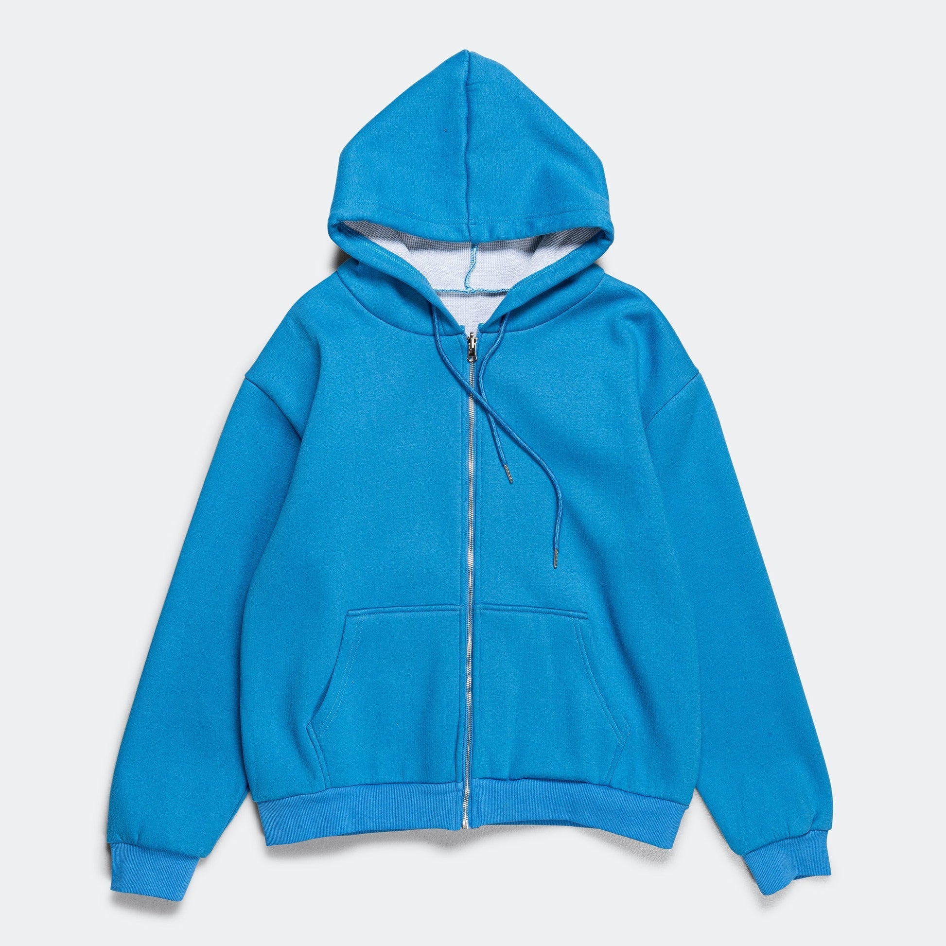 Reversible Zip-Up Hood - Cerulean Blue/Marble Waffle