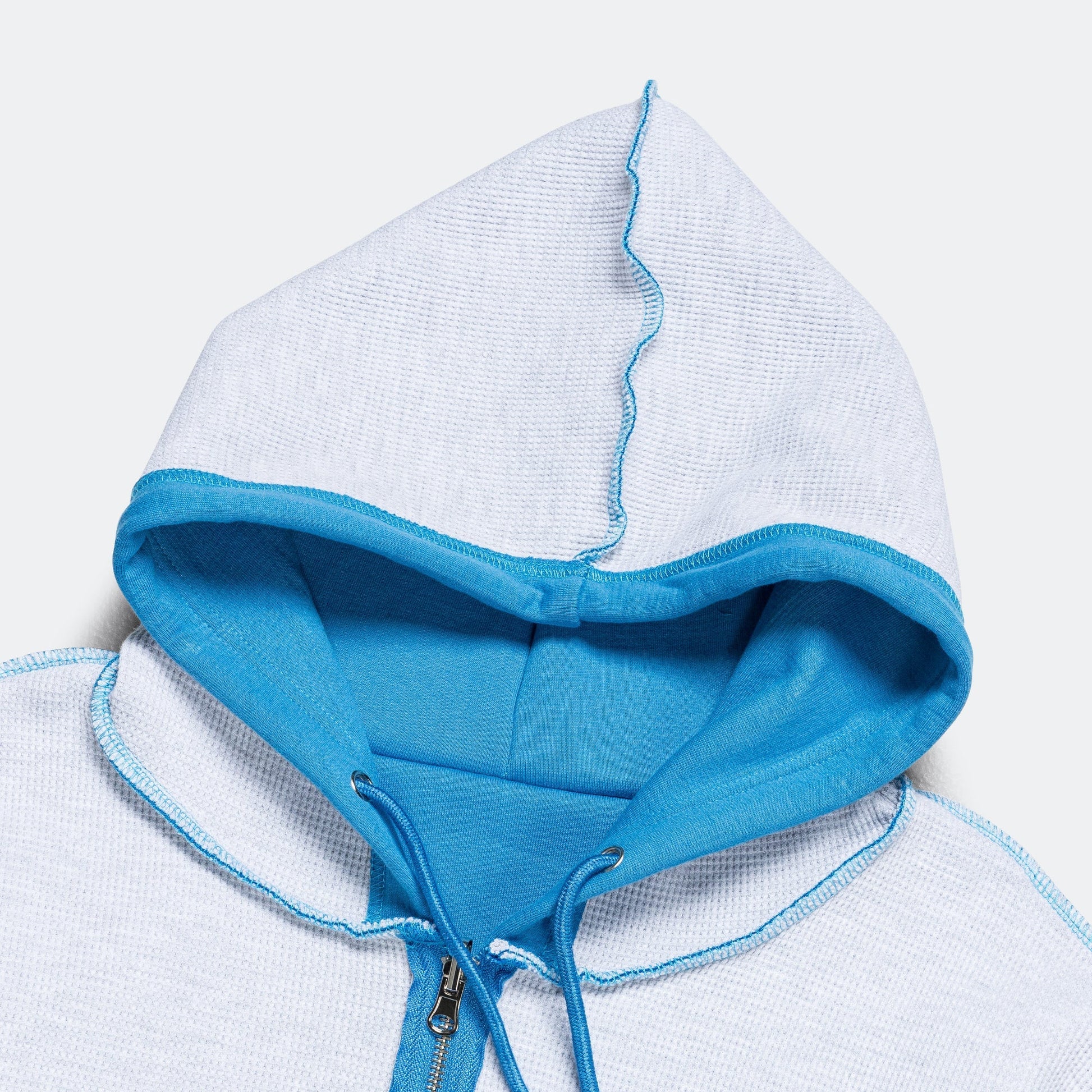 Reversible Zip-Up Hood - Cerulean Blue/Marble Waffle