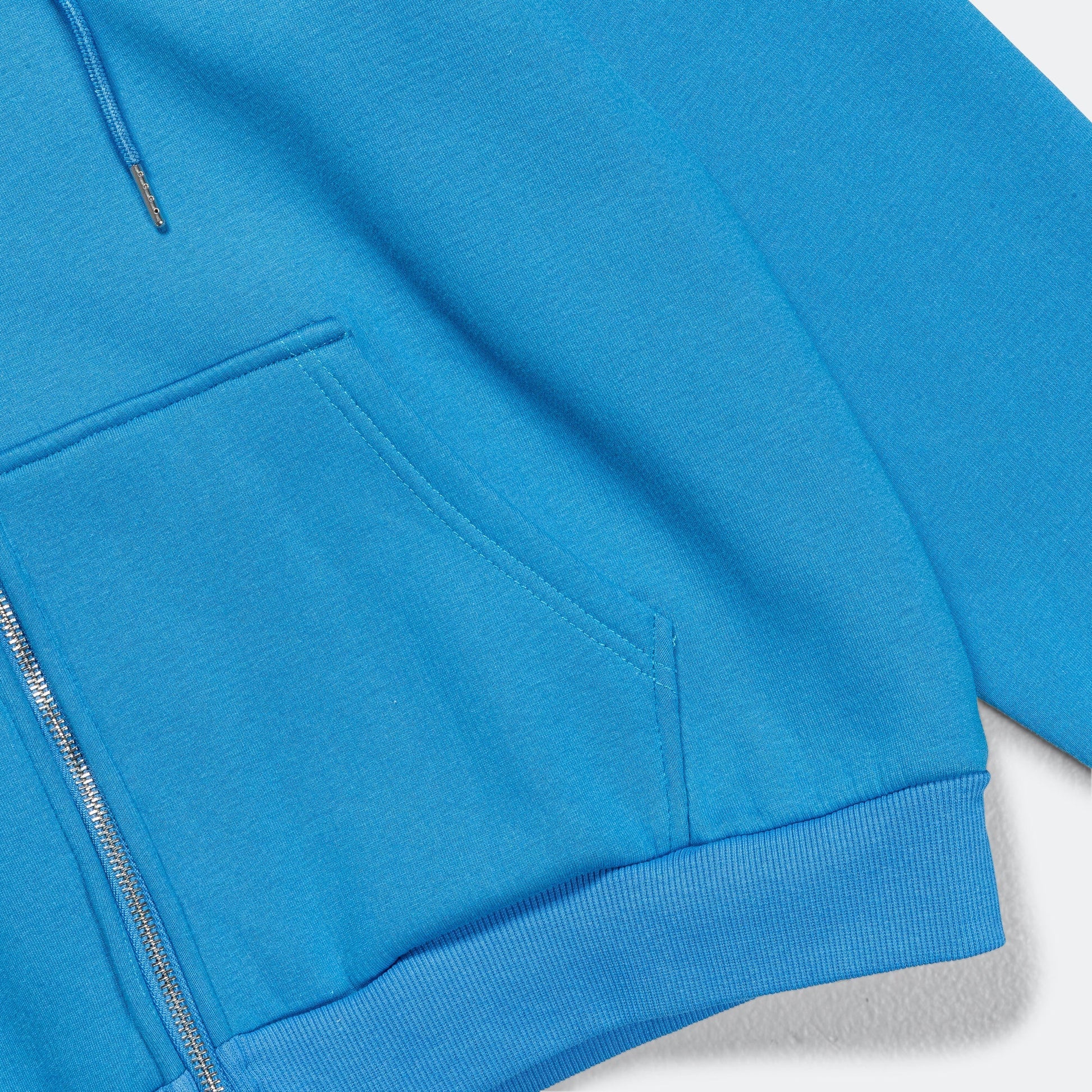 Reversible Zip-Up Hood - Cerulean Blue/Marble Waffle