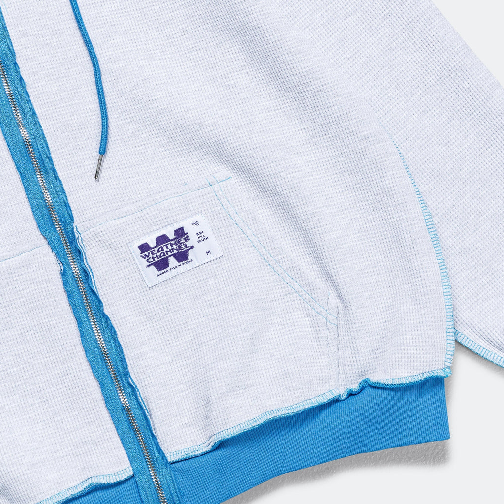 Reversible Zip-Up Hood - Cerulean Blue/Marble Waffle