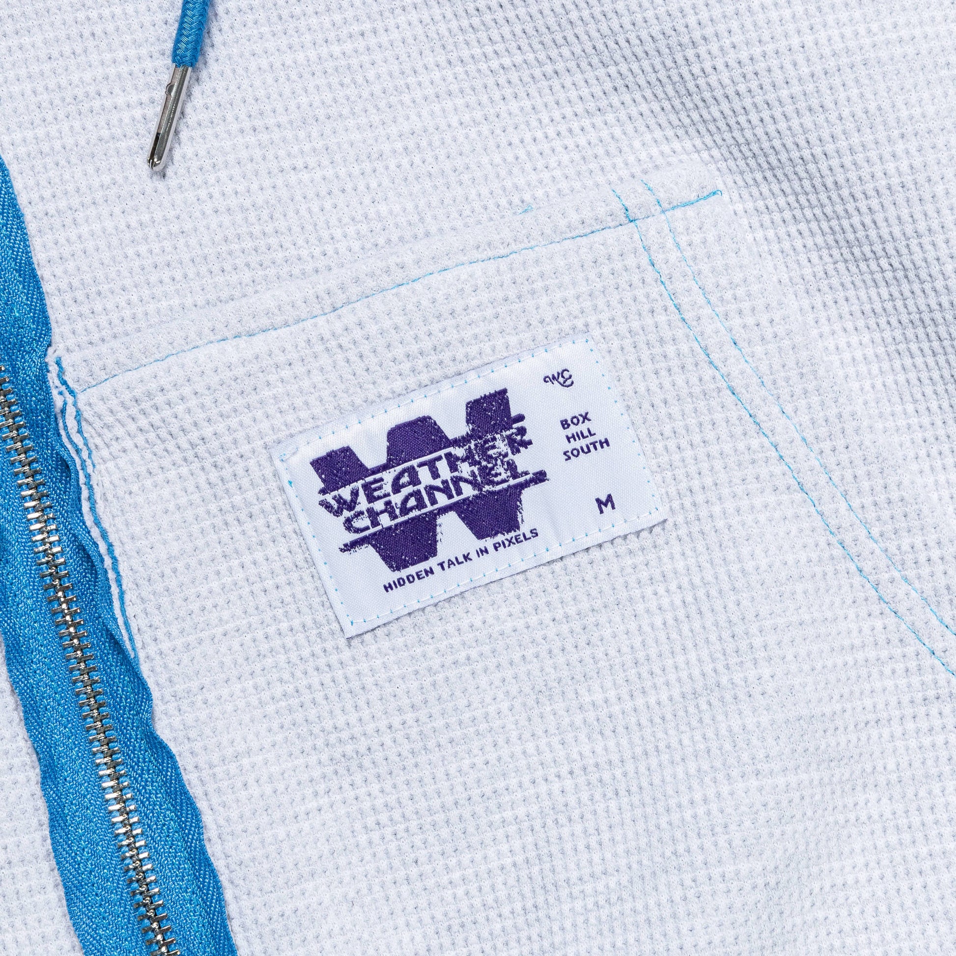Reversible Zip-Up Hood - Cerulean Blue/Marble Waffle