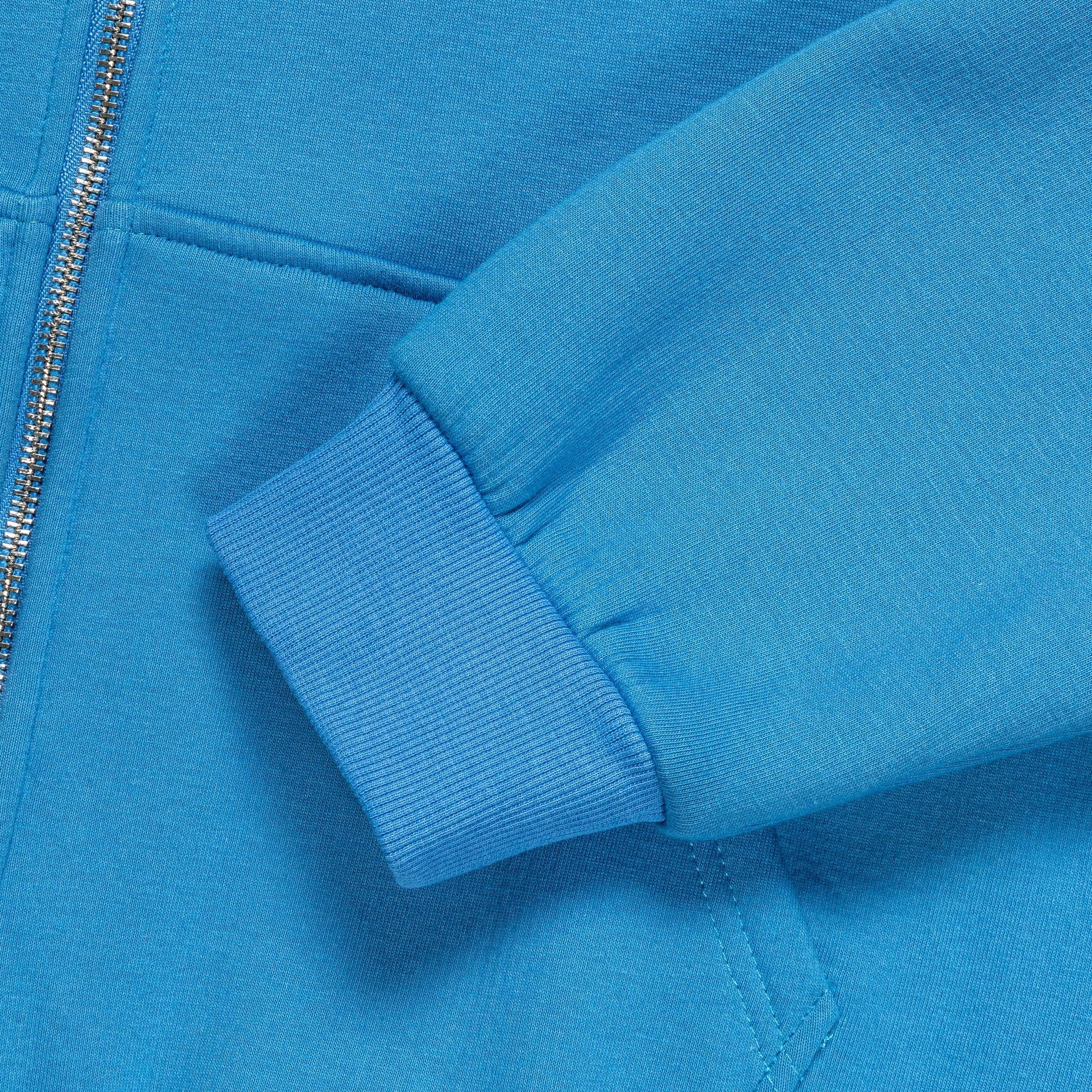 Reversible Zip-Up Hood - Cerulean Blue/Marble Waffle