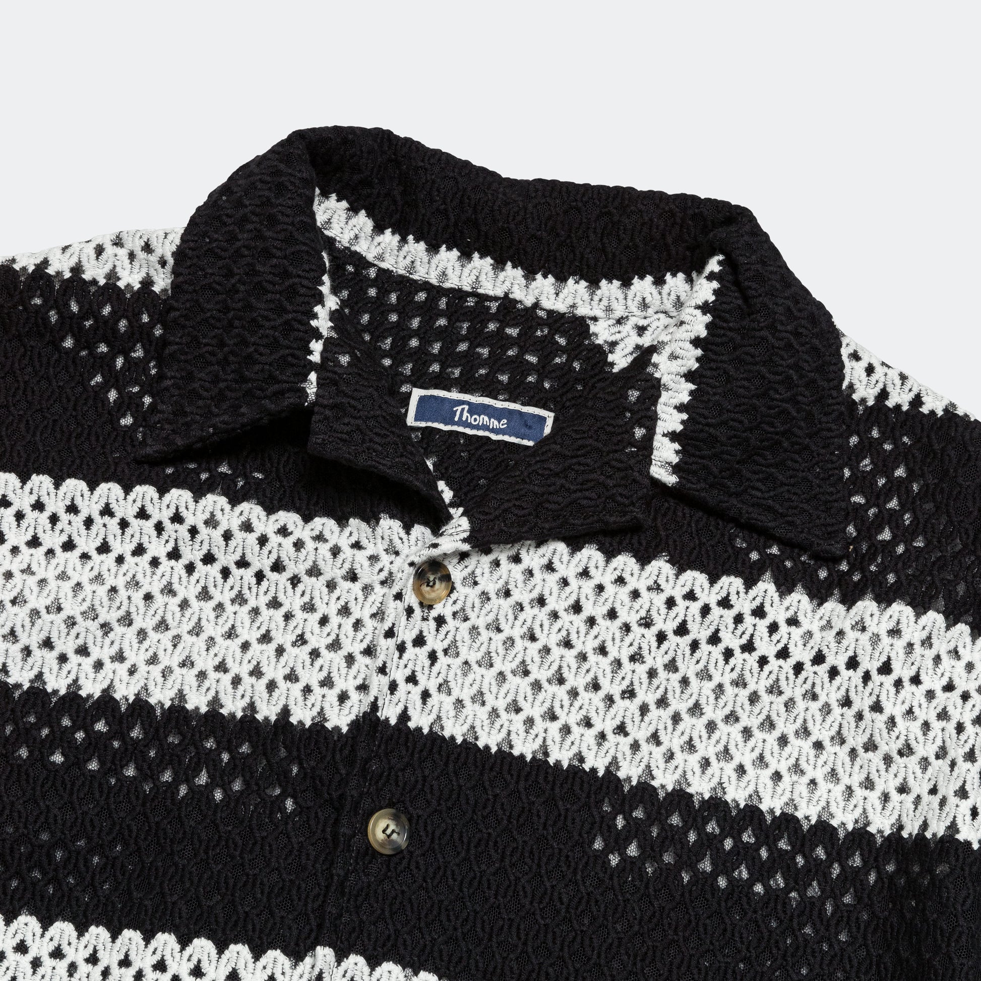 Camp Shirt Striped Lace - Black/White