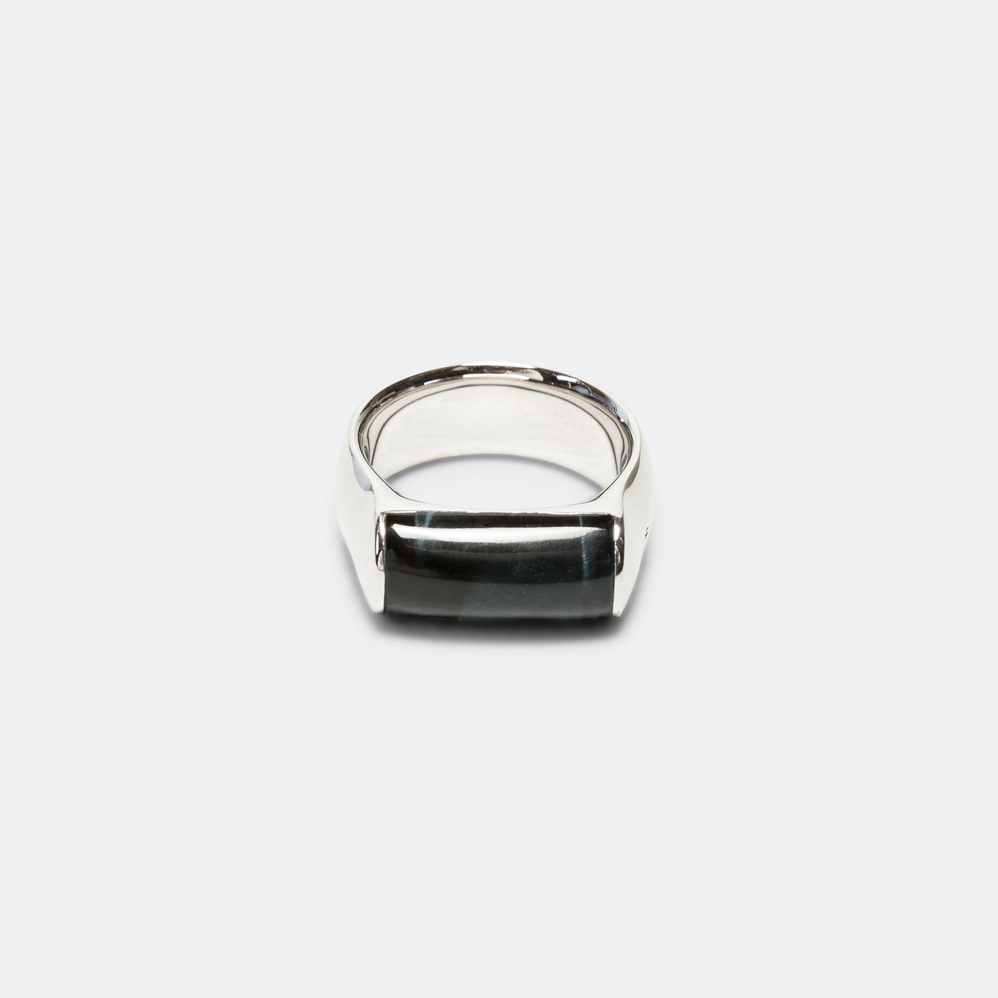 Crest Ring Blue Hawk Eye - 925 Silver