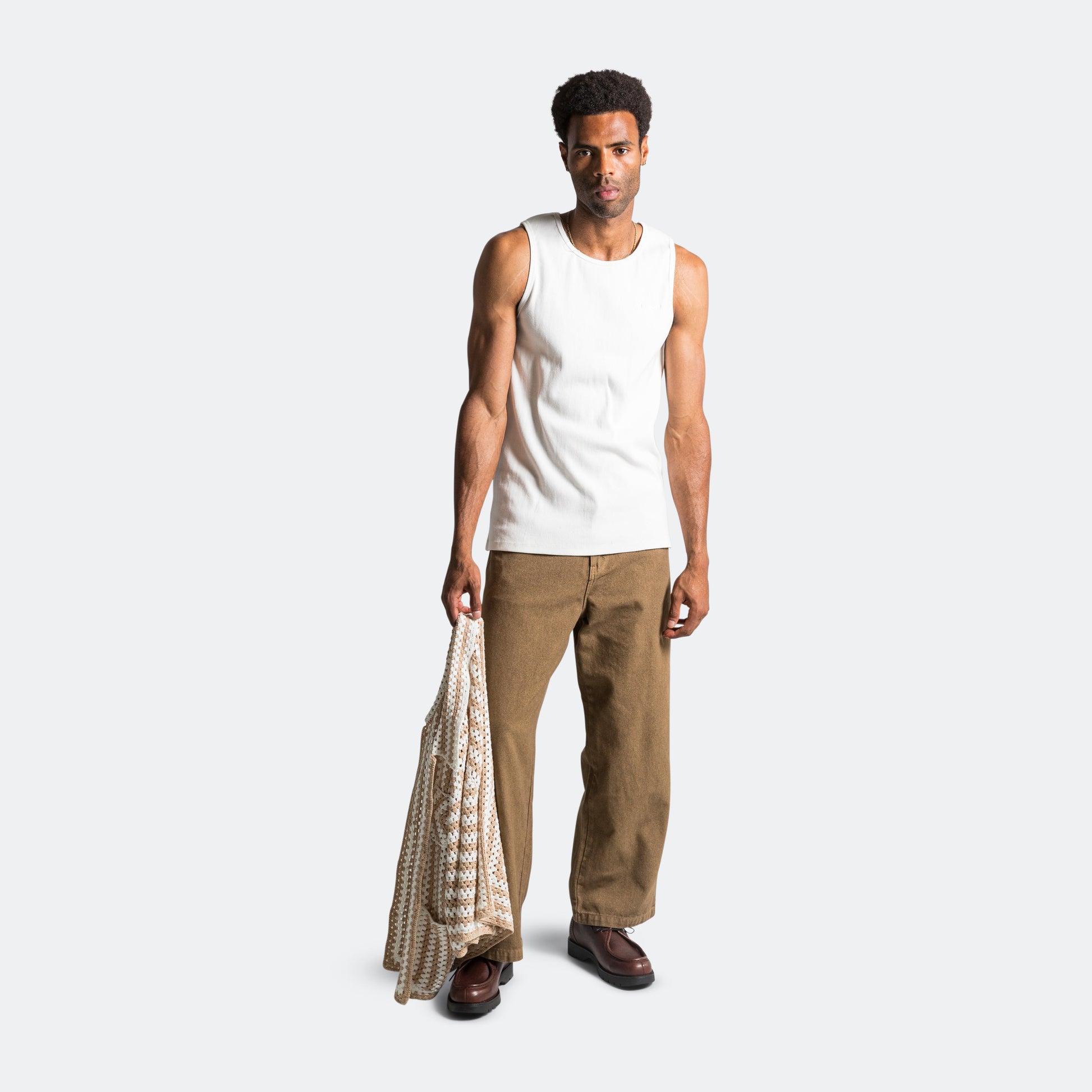 Ribbed Singlet - White
