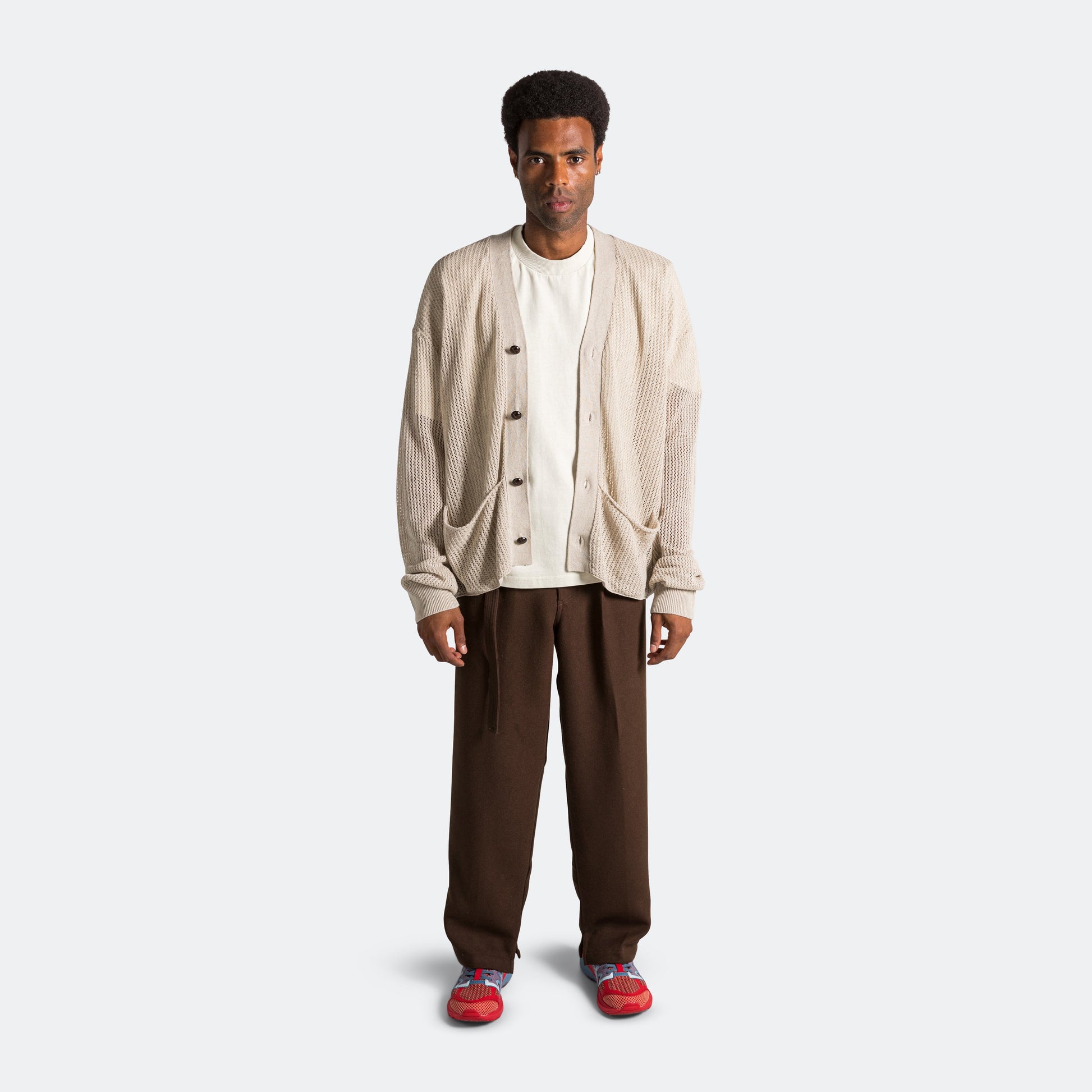 Mesh Knit Cardigan - Bone