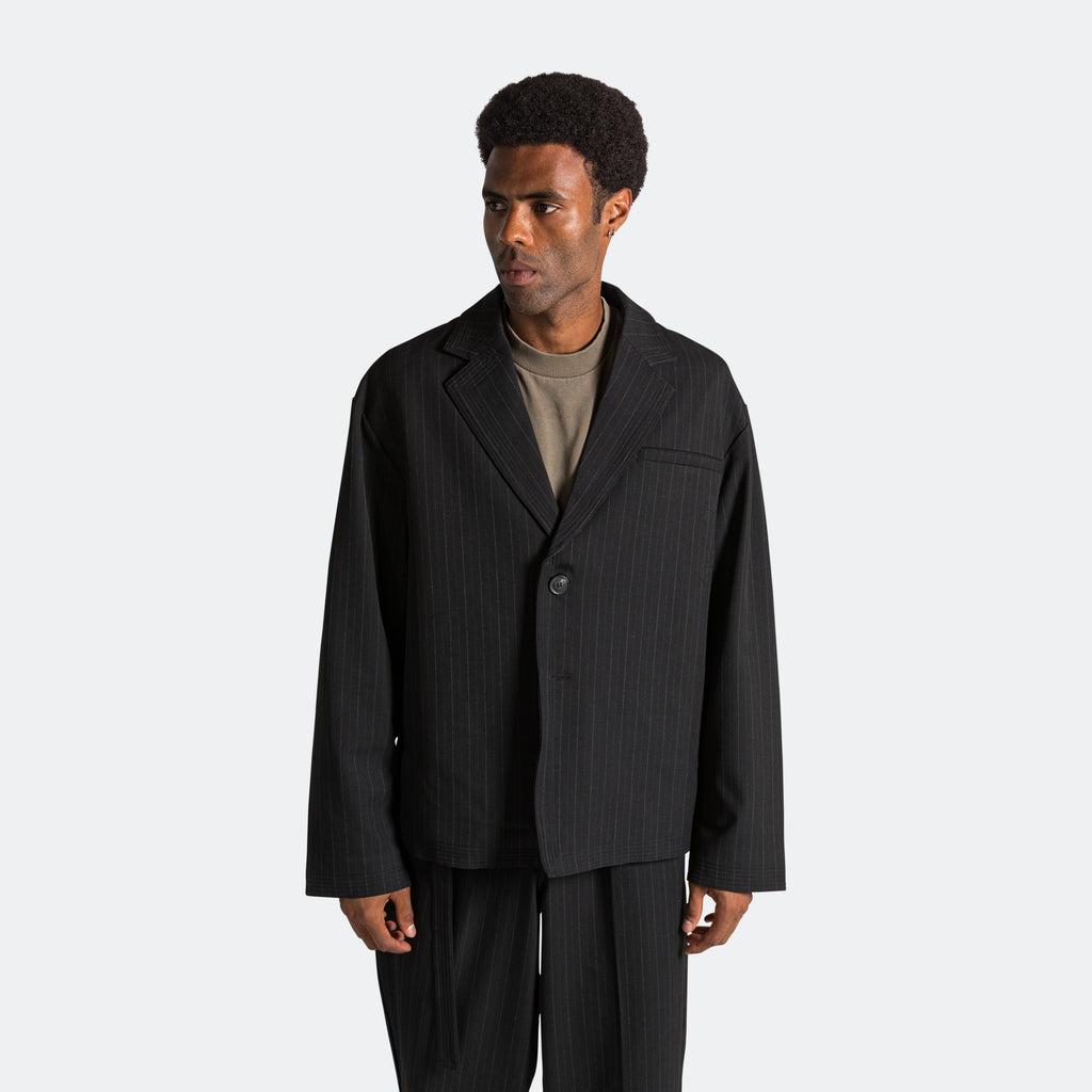 Holiday Blazer - Black Pinstripe