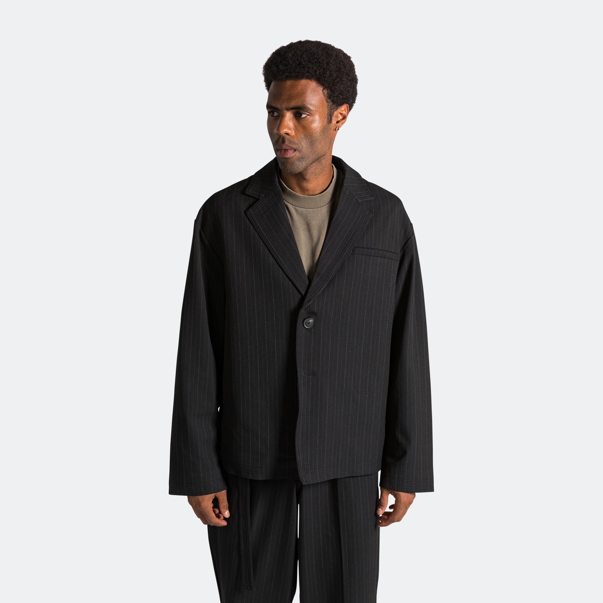 Holiday Blazer - Black Pinstripe