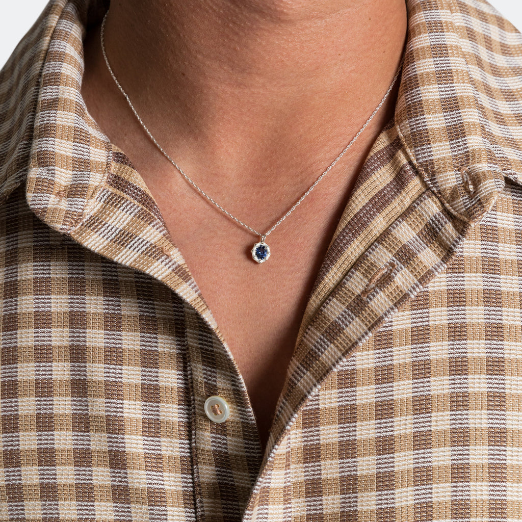 Mini Bamboo Pendant - Blue Sapphire/925 Silver