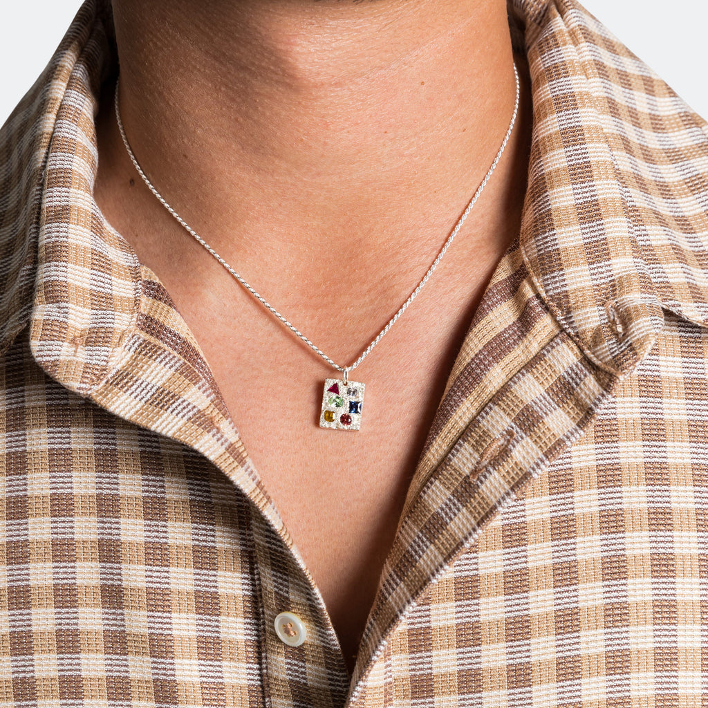 Cottage Rose Garden Pendant - Rainbow Sapphires/925 Silver