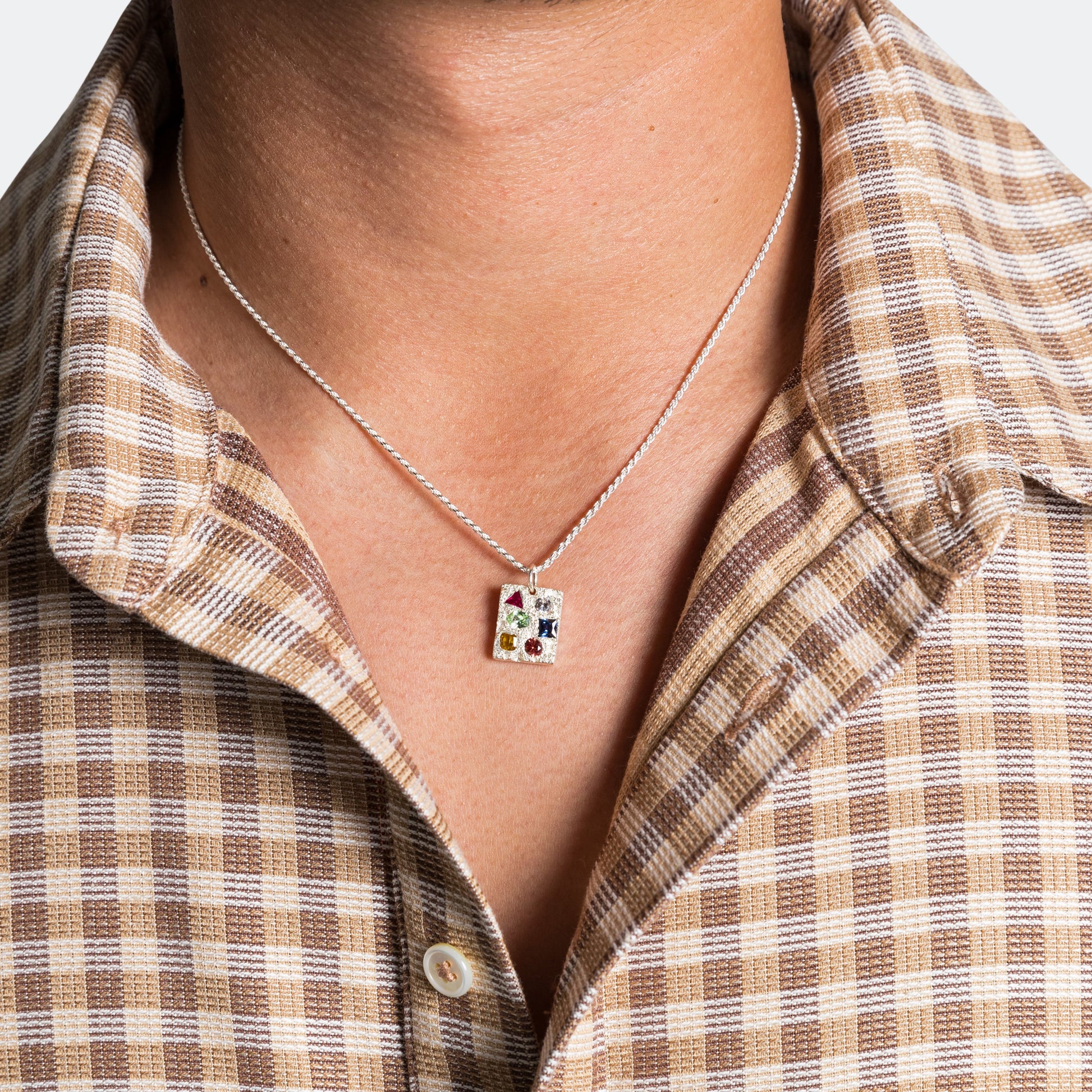 Cottage Rose Garden Pendant - Rainbow Sapphires/925 Silver