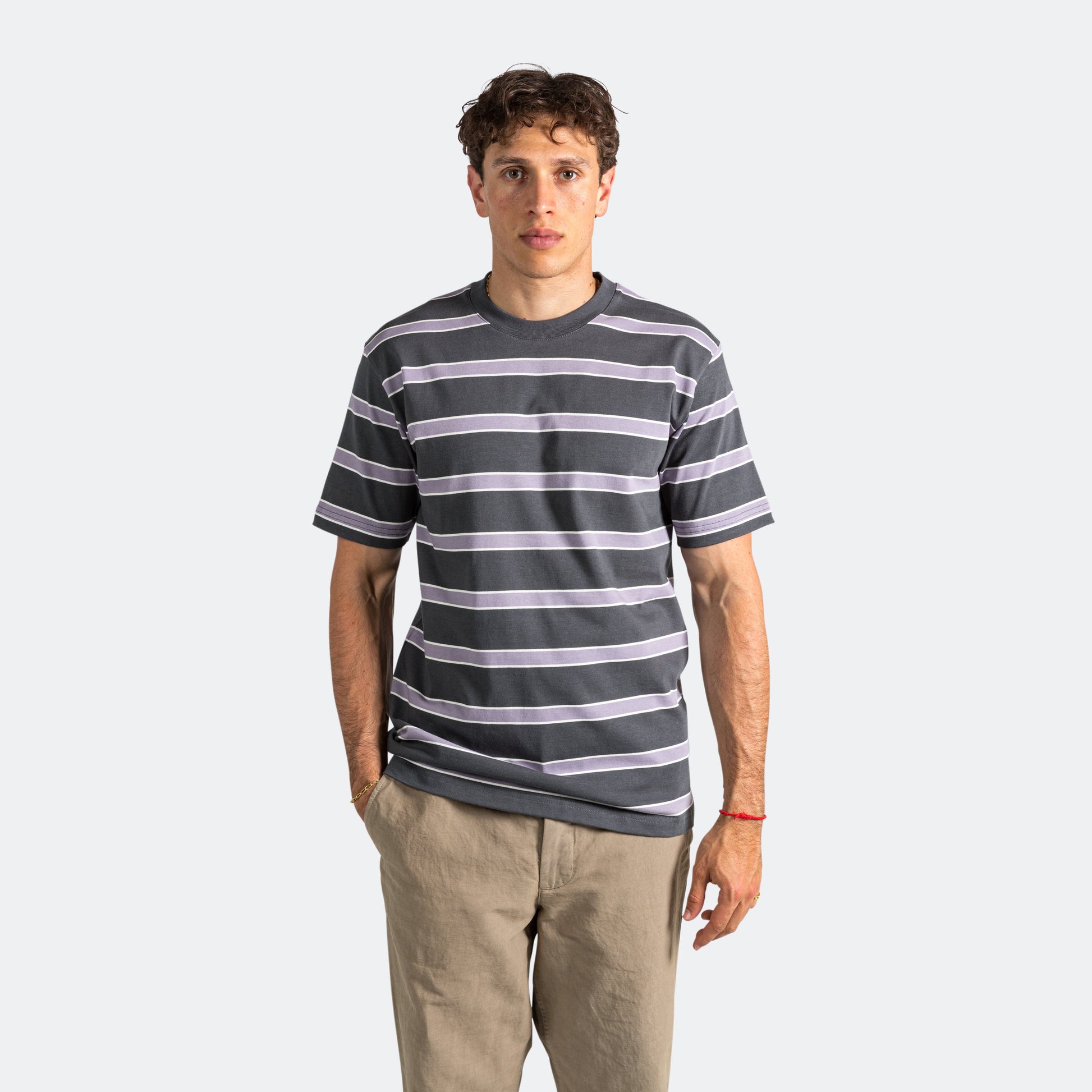Johannes Multicolour Stripe T-Shirt - Battleship Grey