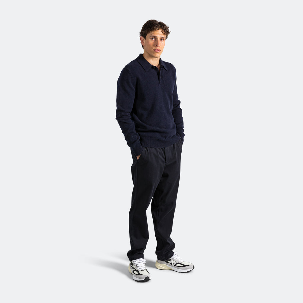Marco Merino Lambswool Polo - Dark Navy