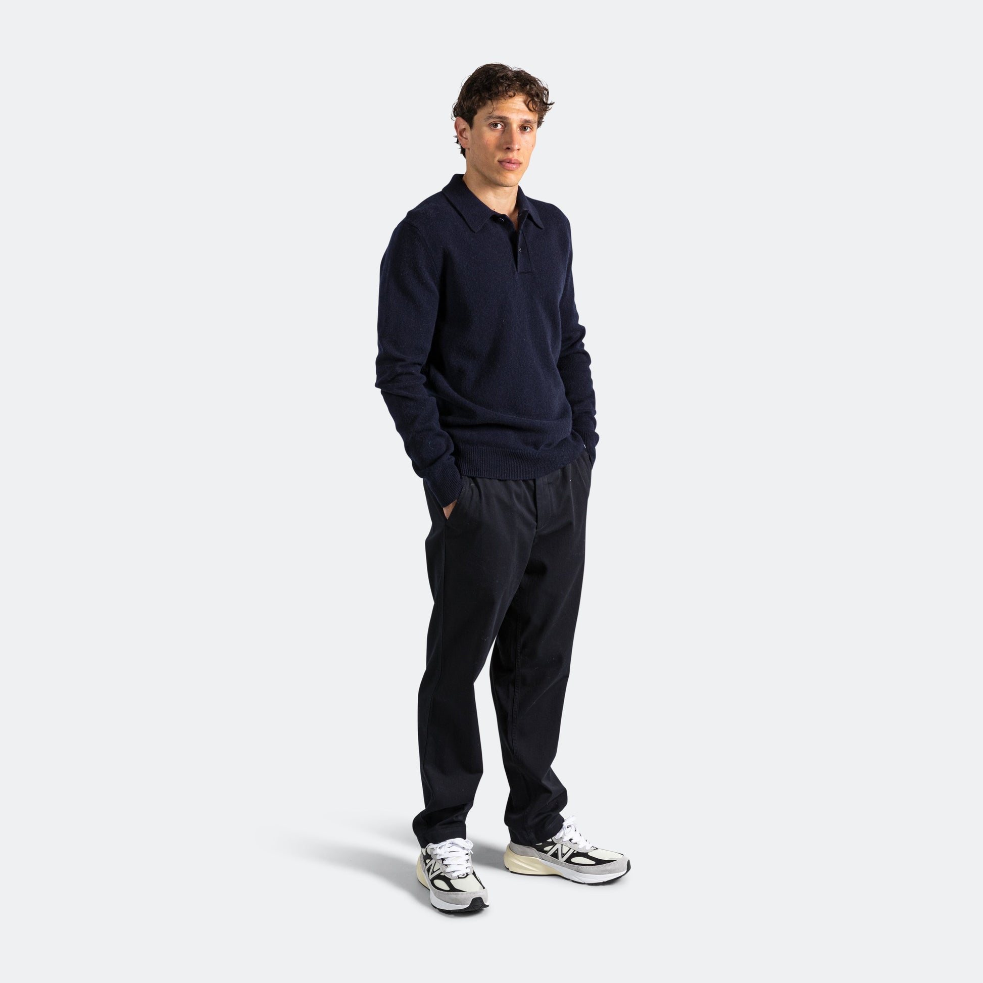 Marco Merino Lambswool Polo - Dark Navy