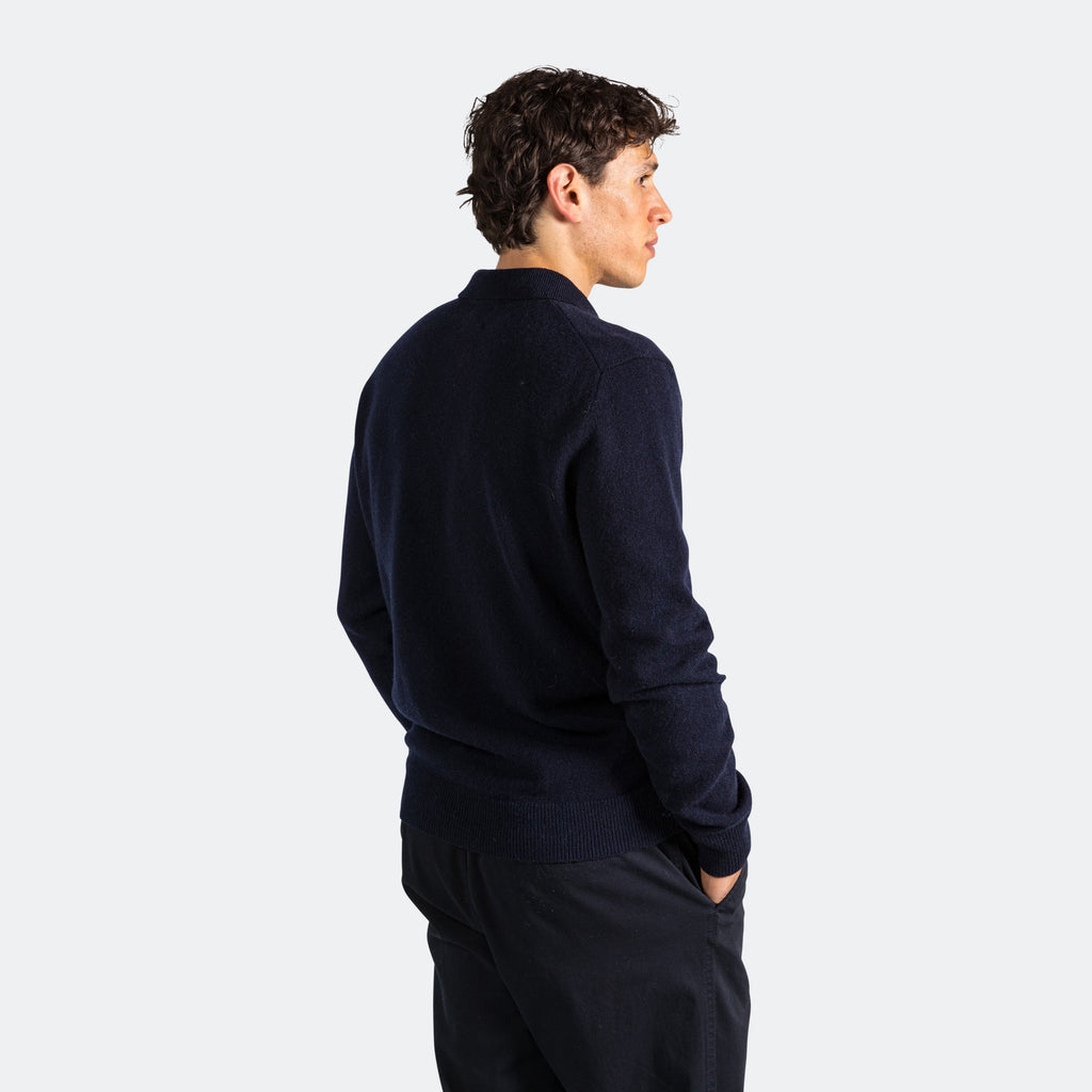 Marco Merino Lambswool Polo - Dark Navy