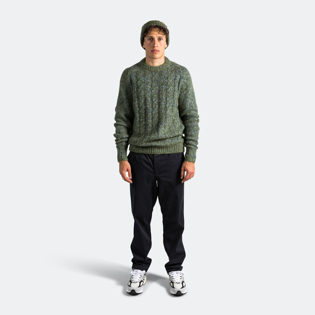 Ivar Cotton Alpaca Cable Sweater - Spruce Green