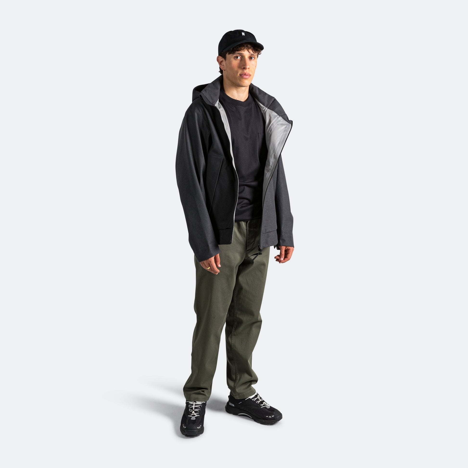 Textured Twill GORE-TEX® 3L Stand Collar Jacket - Charcoal Grey