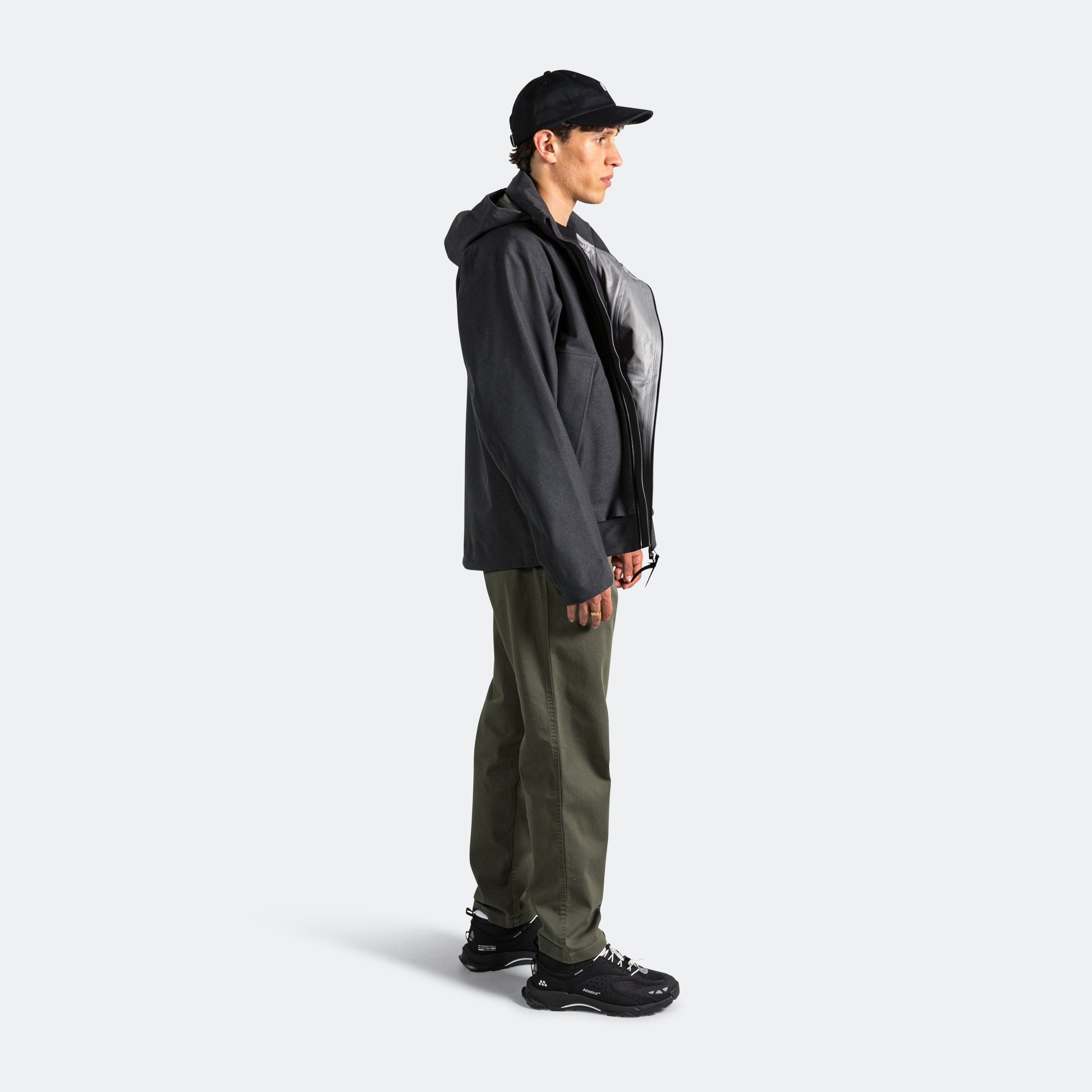 Textured Twill GORE-TEX® 3L Stand Collar Jacket - Charcoal Grey